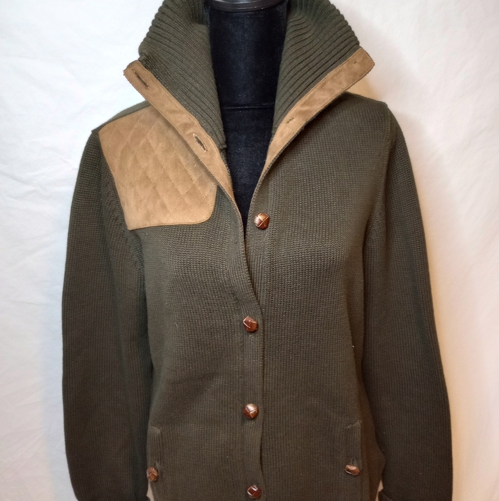 Ralph Lauren Dark Green knit cardigan Size L